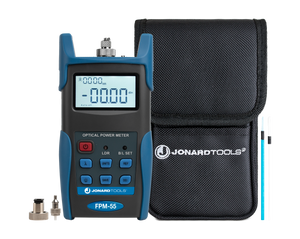 FPM-55: Fiber Optic Power Meter with Data Storage & FC/SC/LC Adapters for PC/UPC/APC Connectors, Jonard